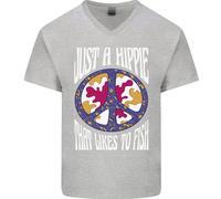 Solo Un Hippy Che Ama Pescare Maglietta In Cotone V-Neck Uomo