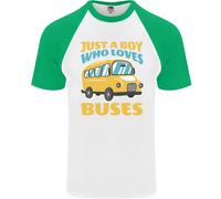 Solo Un Ragazzo Che Ama Gli Autobus Maglietta Baseball S/S Per Uomo