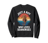Solo Un Ragazzo Che AMA i cavallucci marini Ocean Vintage Sea Horse Lover Felpa