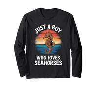 Solo Un Ragazzo Che AMA i cavallucci marini Ocean Vintage Sea Horse Lover Maglia a Manica