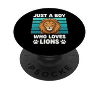 Solo un ragazzo che ama i leoni Divertenti bambini amanti PopSockets PopGrip Adesivo