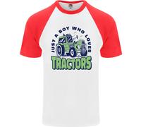 Solo Un Ragazzo Che Ama I Trattori Maglietta Baseball S/S Per Uomini