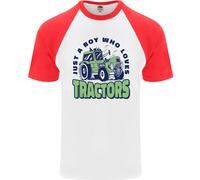 Solo Un Ragazzo Che Ama I Trattori Maglietta Baseball S/S Per Uomini