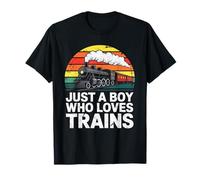 Solo un ragazzo che ama i treni retrò locomotiva amante dei treni Maglietta