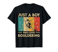Solo un ragazzo che ama il boulder divertente rock climbing kid Maglietta