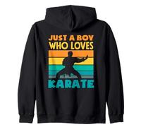 Solo Un Ragazzo Che AMA Il Karate Retro Sunset Fighter Karate Felpa con Cappuccio