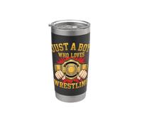 Solo un ragazzo che ama il wrestling - Wrestler Wrestle Grappling Bicchiere termico in acciaio inox doppia parete