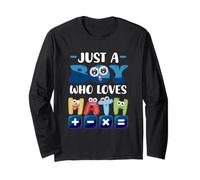 Solo Un Ragazzo Che AMA la Matematica, Numeri Divertenti in Stile Cartone Animato Maglia a Manica