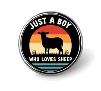Solo un ragazzo che ama le pecore 1 distintivo rotondo da uomo e da donna, spilla con castone in metallo, spilla da bavero, spilla da cravatta per abiti, camicie, giacche, cappelli, costumi decorati
