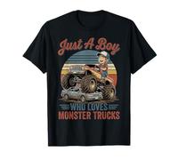 Solo Un Ragazzo Che AMA Monster Trucks Vintage Maglietta