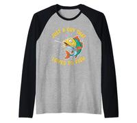Solo Un Ragazzo Che AMA Pescare Pescatore Pescatore Regali Pesca Maglia con Maniche Raglan
