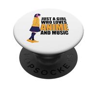 Solo una ragazza che ama anime e musica Anime Amante Ragazze Adolescente PopSockets PopGrip Adesivo