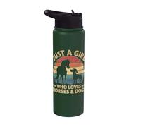 Solo una ragazza che ama cavalli e cani retrò tramonto Stainless Steel Insulated Water Bottle