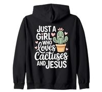 Solo Una Ragazza Che AMA i Cactus e Gesù Christian Felpa con Cappuccio