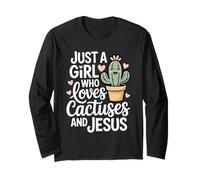 Solo Una Ragazza Che AMA i Cactus e Gesù Christian Maglia a Manica