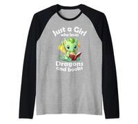 Solo Una Ragazza Che AMA i Draghi e i Libri, Dragon for Kids Maglia con Maniche Raglan
