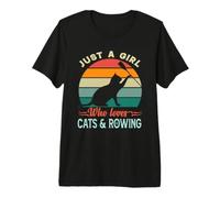 Solo Una Ragazza Che AMA i Gatti e Canottaggio Vintage Retro Maglietta Premium