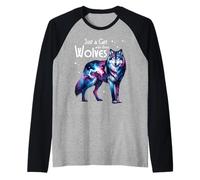 Solo una ragazza che ama i lupi ragazze donne adolescenti amanti dei lupi Maglia con Maniche Raglan