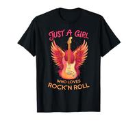 Solo Una Ragazza Che AMA Il Rock And Roll Rock Band Guitar Wings Maglietta