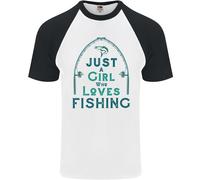 Solo Una Ragazza Che Ama La Pesca Maglietta Baseball S/S Da Uomo