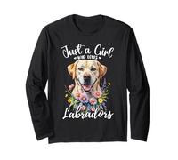 Solo una ragazza che ama labrador retrievers Yellow Cream Labs Maglia a Manica