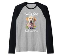 Solo una ragazza che ama labrador retrievers Yellow Cream Labs Maglia con Maniche Raglan