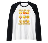 Solo Una Ragazza Che AMA Le Emoticons Carino & Facce Emozioni Divertenti Maglia con Maniche Raglan