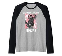 Solo Una Ragazza Che AMA Ninjas Cool Ninja Ragazza Ninja Amante Maglia con Maniche Raglan