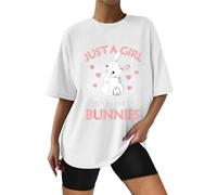 Solo una ragazza, l'idea regalo coniglietto per la maglietta da donna ama il top con glitter, bianco, M