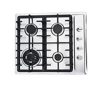 SOLOCJNL Gas Stove Gas Hob, 4 bruciatori in acciaio inox naturale, 1/1,75/3 kw Built-in Stove con interruttore girevole per cucina, interni, casa motore, campeggio, 23 x 20 cm