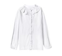 SOLOCOTE Camicetta Bianca in Cotone per Ragazze, Maniche Lunghe con Colletto Peter Pan, Top d'uniforme Scolastico per la Primavera e L'Estate Bianco 13-14 Anni