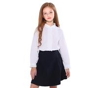 SOLOCOTE Camicetta Bianca per Ragazze, Camicie a Manica Lunga con Balze, Bottoni, Cotone Principessa, Top Morbidi e Larghi per Primavera ed Estate Bianco 5-6 Anni