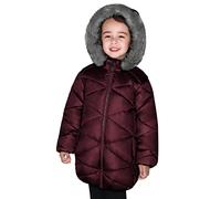 SOLOCOTE Cappotti invernali per ragazze con cappuccio Sherpa foderato giacca leggera spessa calda gonfia impermeabile antivento in cotone lucido giacche Vino 5-6 anno