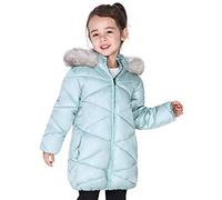 SOLOCOTE Cappotti invernali per ragazze con cappuccio Sherpa foderato giacca leggera spessa calda gonfia impermeabile antivento in cotone lucido giacche verde 9-10 anno