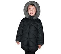 SOLOCOTE Cappotti invernali per ragazze con cappuccio Sherpa foderato giacca leggera spessa calda gonfia impermeabile antivento in cotone lucido giacche nero 11-12 anno