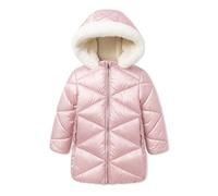 SOLOCOTE Cappotti invernali per ragazze con cappuccio Sherpa foderato giacca leggera spessa calda gonfia impermeabile antivento in cotone lucido giacche rosa 9-10 anno