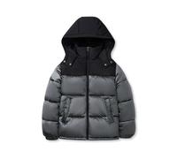 SOLOCOTE Cappotto Invernale per Ragazzi Impermeabile con Cappuccio Trapuntato Spesso Lucido Giacca Invernale per Bambini Grigio 9 Anni