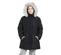 SOLOCOTE Cappotto Invernale regazza Impermeabile Pesante Sci Piumino Sintetico con Cappuccio Lungo Parka per Bambina Nero 128