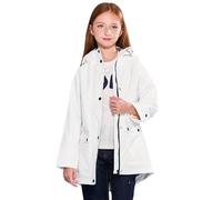 SOLOCOTE Giacca impermeabile con cappuccio e zaino in gomma foderato per bambini ideale per ragazze e ragazzi resistente all'acqua e al vento bianco 5-6 anni