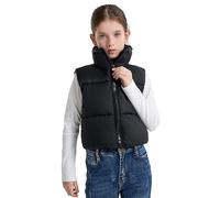 SOLOCOTE Gilet Invernale per Ragazze Impermeabile Caldo Senza Maniche con Colletto Alto Cappotto per Bambini Nero 6 anno
