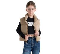 SOLOCOTE Gilet Invernale per Ragazze Impermeabile Caldo Senza Maniche con Colletto Alto Cappotto per Bambini Beige 12 anno