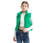 SOLOCOTE Gilet Invernale per Ragazze Impermeabile Caldo Senza Maniche con Colletto Alto Cappotto per Bambini Verde 10 anno
