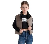 SOLOCOTE Gilet Invernale per Ragazze Impermeabile Caldo Senza Maniche con Colletto Alto Cappotto per Bambini Marrone 4 anno