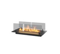 SOLOLED Camino a Bioetanolo da Incasso o appoggio Insert Black 600 - Biocamino Nero Sottile con Due vetri, Serbatoio 1l - 60cm