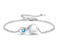 SOLOLIKE Bracciale da donna per cremazione, con simbolo dell'infinito in oro rosa S925, gioiello commemorativo per la perdita dei propri cari, 0,79 x 0,4, argento Sterling, cubico
