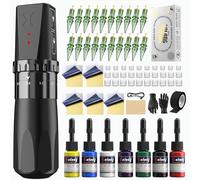 SOLONG Kit per Tatuaggi Professionale - Macchina Rotativa 7 Velocità con Motore Coreless, Display LCD & Batteria Magnetica, Set Completo (20 Aghi, 7 Inchiostri), NA-TKE701AEU-1