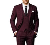 Solovedress Abiti Uomo 3 Pezzi Classico Plaid Tuta Uomo Giacca Pantaloni Gilet per Matrimoni e Negozio