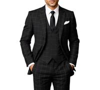 Solovedress Abiti Uomo 3 Pezzi Classico Plaid Tuta Uomo Giacca Pantaloni Gilet per Matrimoni e Negozio