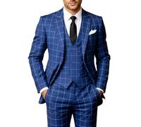 Solovedress Abiti Uomo 3 Pezzi Classico Plaid Tuta Uomo Giacca Pantaloni Gilet per Matrimoni e Negozio