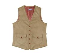 Solovedress Gilet da cowboy in pelle scamosciata da uomo, vestibilità regolare, in morbida pelle sintetica, champagne, M